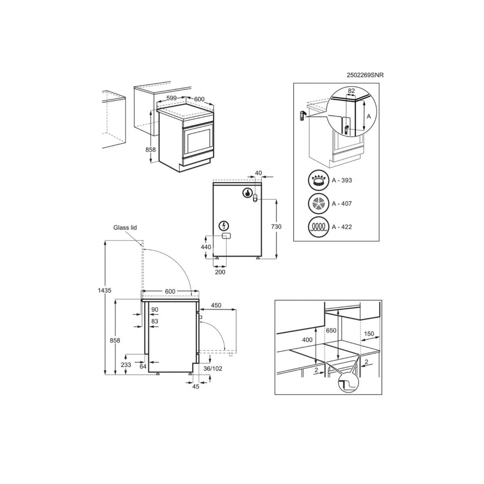 Voir la diapositive 5 : ELECTROLUX Cuisinière mixte a 57l 4 feux - lkm624022w