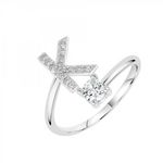 SC CRYSTAL Bague lettre K ajustable SC Crystal ornée de Zirconium. Coloris disponibles : Gris