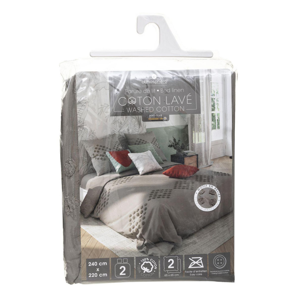 ATMOSPHERA Parure de lit en coton lavé Tuft - 240 x 220 cm