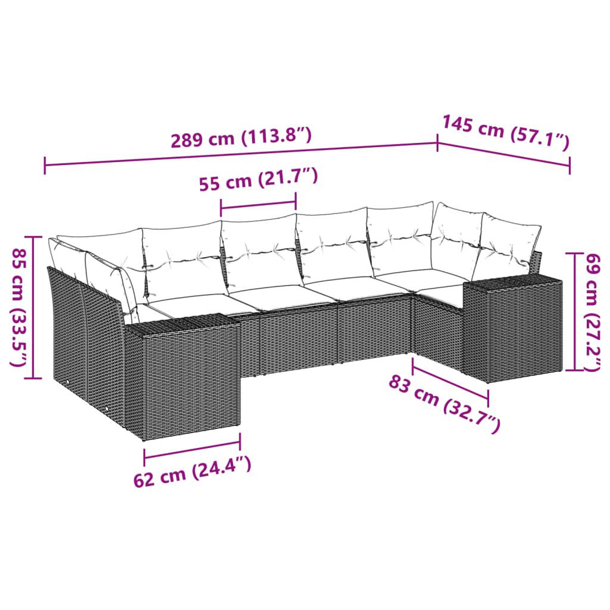 Voir la diapositive 4 : VIDAXL Salon de jardin avec coussins 7 pcs gris resine tressee