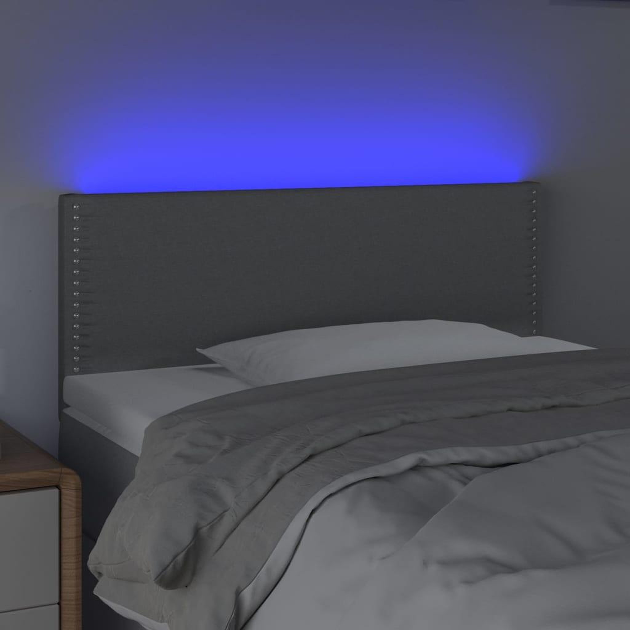 Voir la diapositive 3 : VIDAXL Tete de lit a LED Gris clair 80x5x78/88 cm Tissu