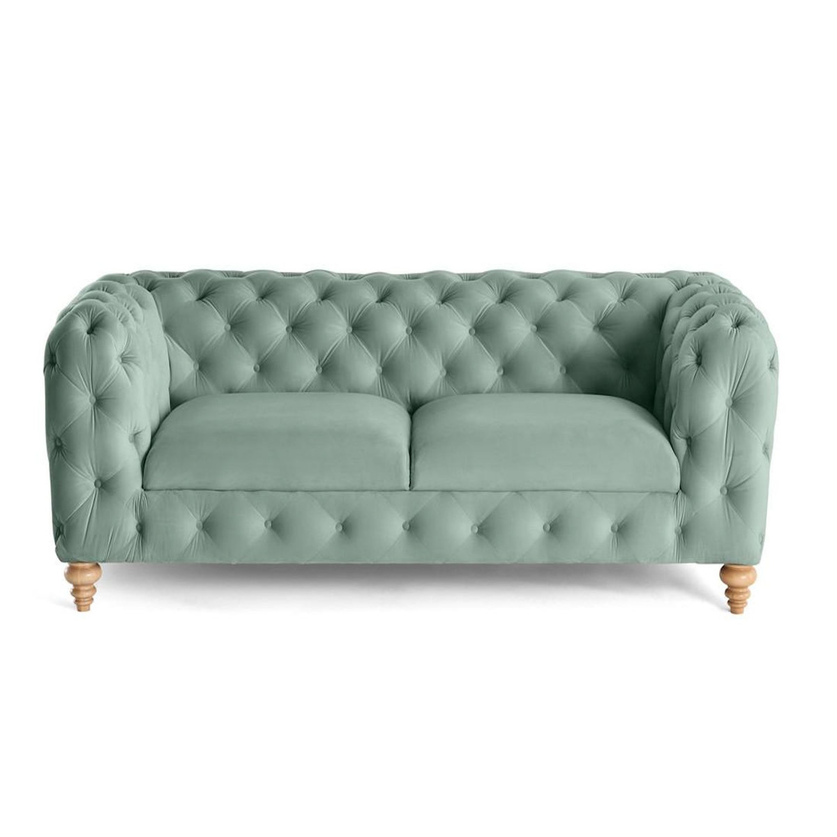 LISA DESIGN Walter - canapé 3 places chesterfield en velours - pieds bois