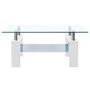 VIDAXL Table basse Blanc et transparent 95x55x40 cm Verre trempe