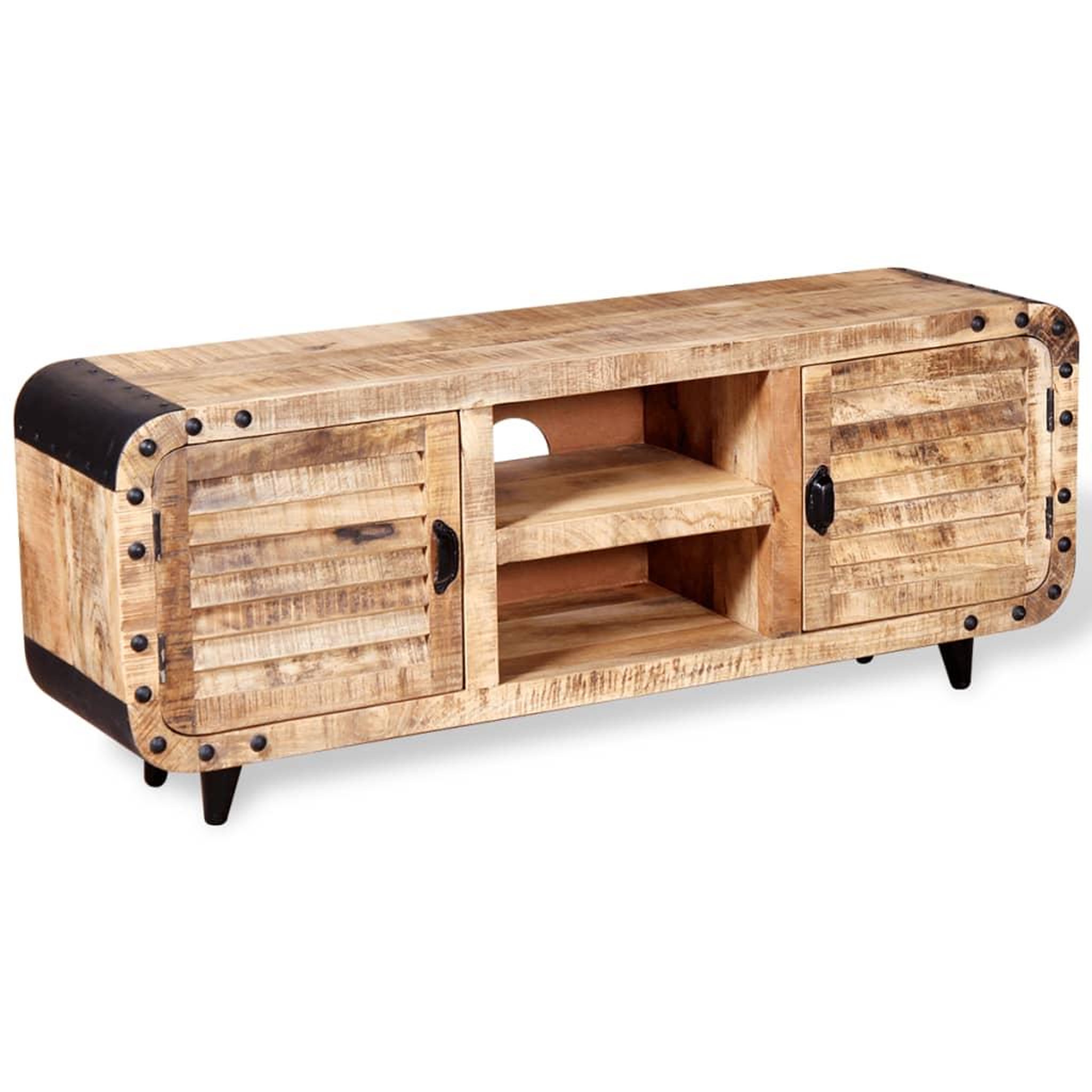 Voir la diapositive 5 : VIDAXL Meuble TV Bois de manguier massif 120x30x50 cm