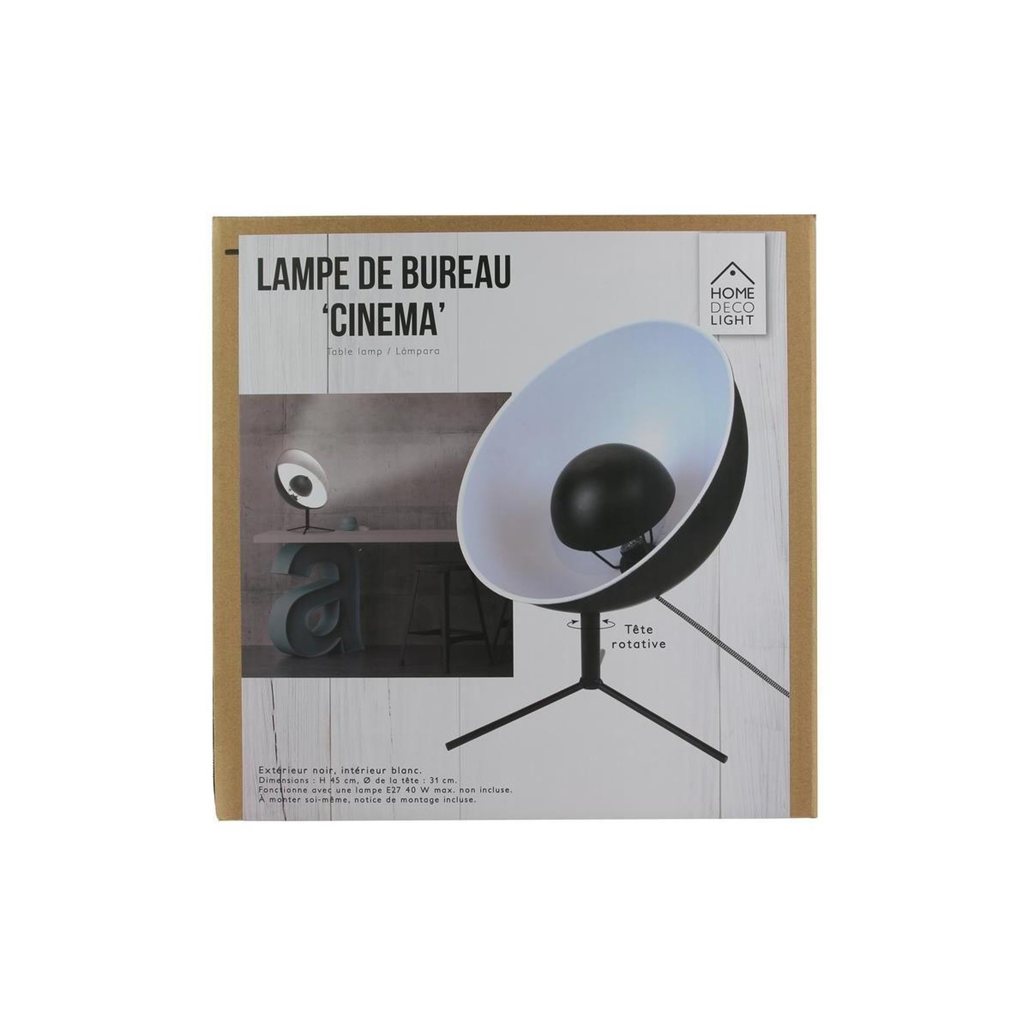 Voir la diapositive 3 : The Home Deco Factory Lampe à poser design  cinéma  45cm noir