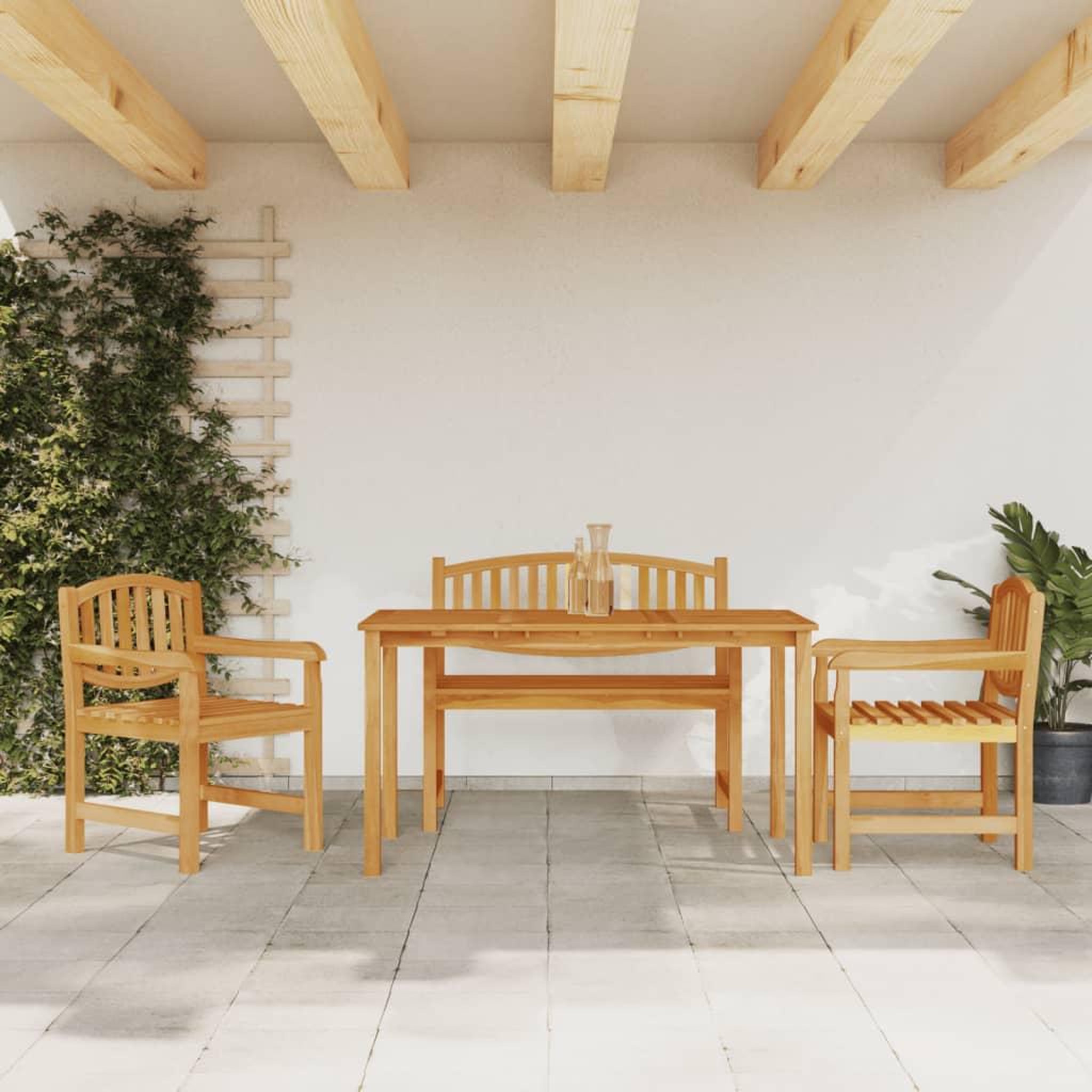 VIDAXL Ensemble a manger de jardin 4 pcs Bois de teck massif