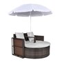 Voir la diapositive 2 : VIDAXL Lit de jardin avec parasol Marron Resine tressee