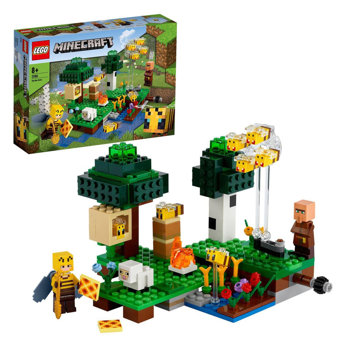 LEGO Minecraft 21165 La Ruche, Jouet avec Figurines de Mouton, d'Abeilles et Villageois