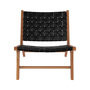 Voir la diapositive 3 : MAISON PAVANE Fauteuil en teck et cuir tréssé noir-Kuna