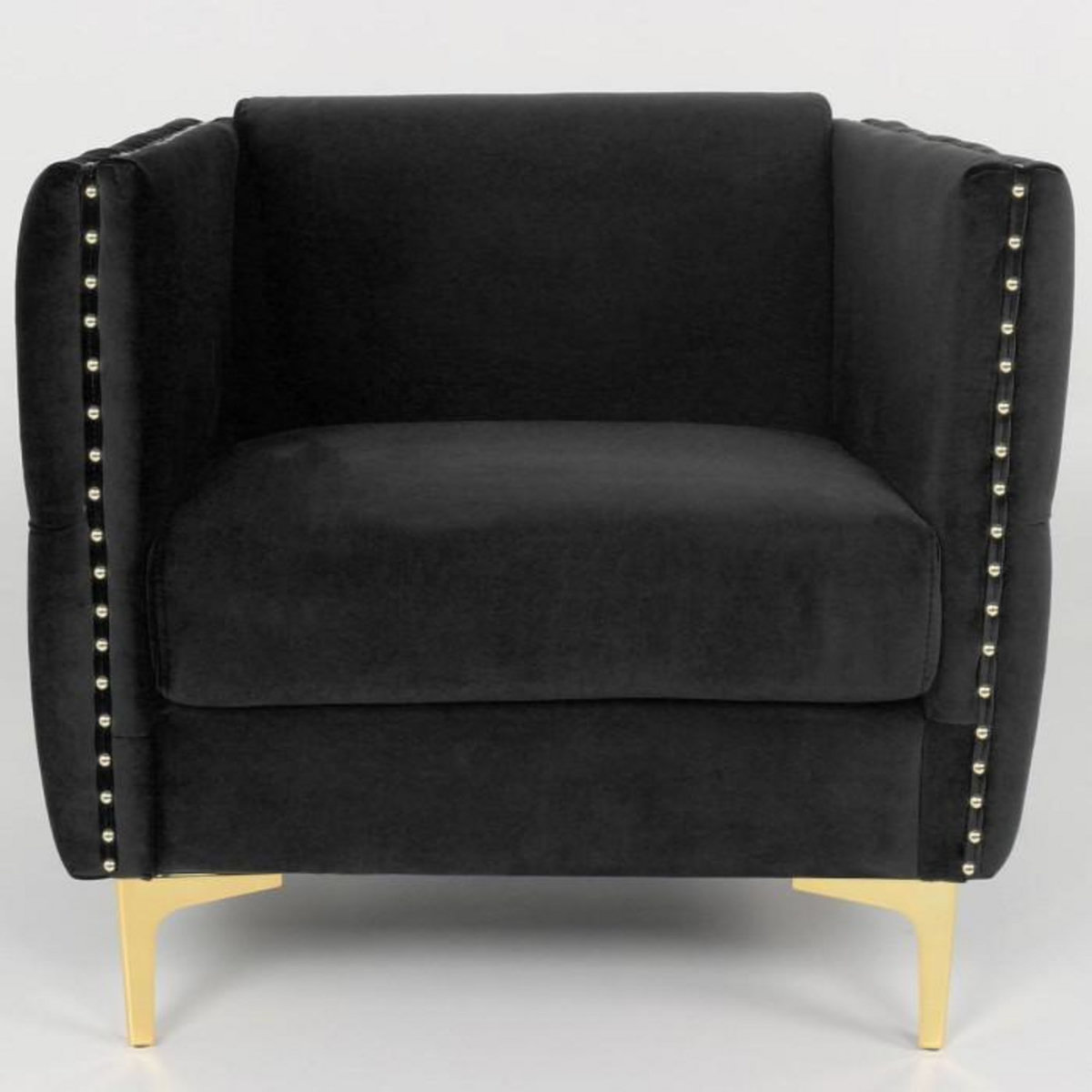 Paris Prix Fauteuil Design en Velours  Suez  83cm Noir