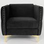 Voir la diapositive 3 : Paris Prix Fauteuil Design en Velours  Suez  83cm Noir