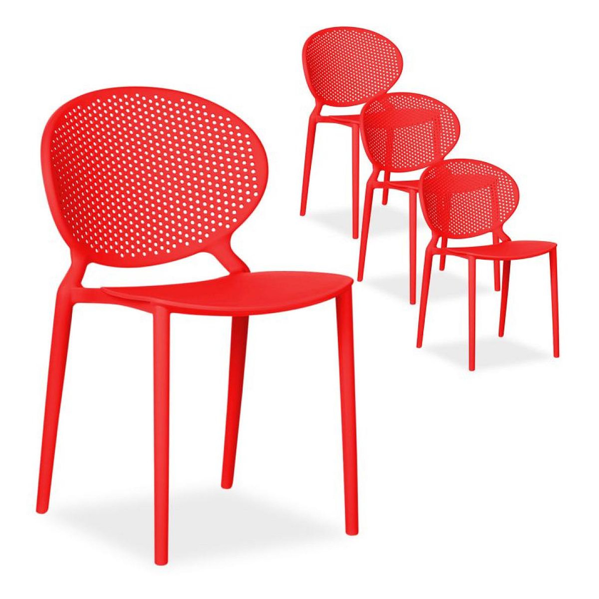 HomeStyle4U Chaise de jardin moderne lot 4 chaises rouge