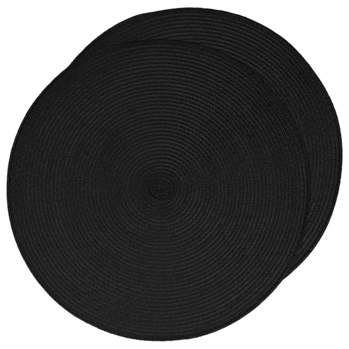 SECRET DE GOURMET Lot de 2 sets de table Tressés Ronds - Diam. 38 cm - Noir