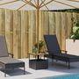 Voir la diapositive 3 : VIDAXL Table de jardin avec trou de parasol noir resine tressee