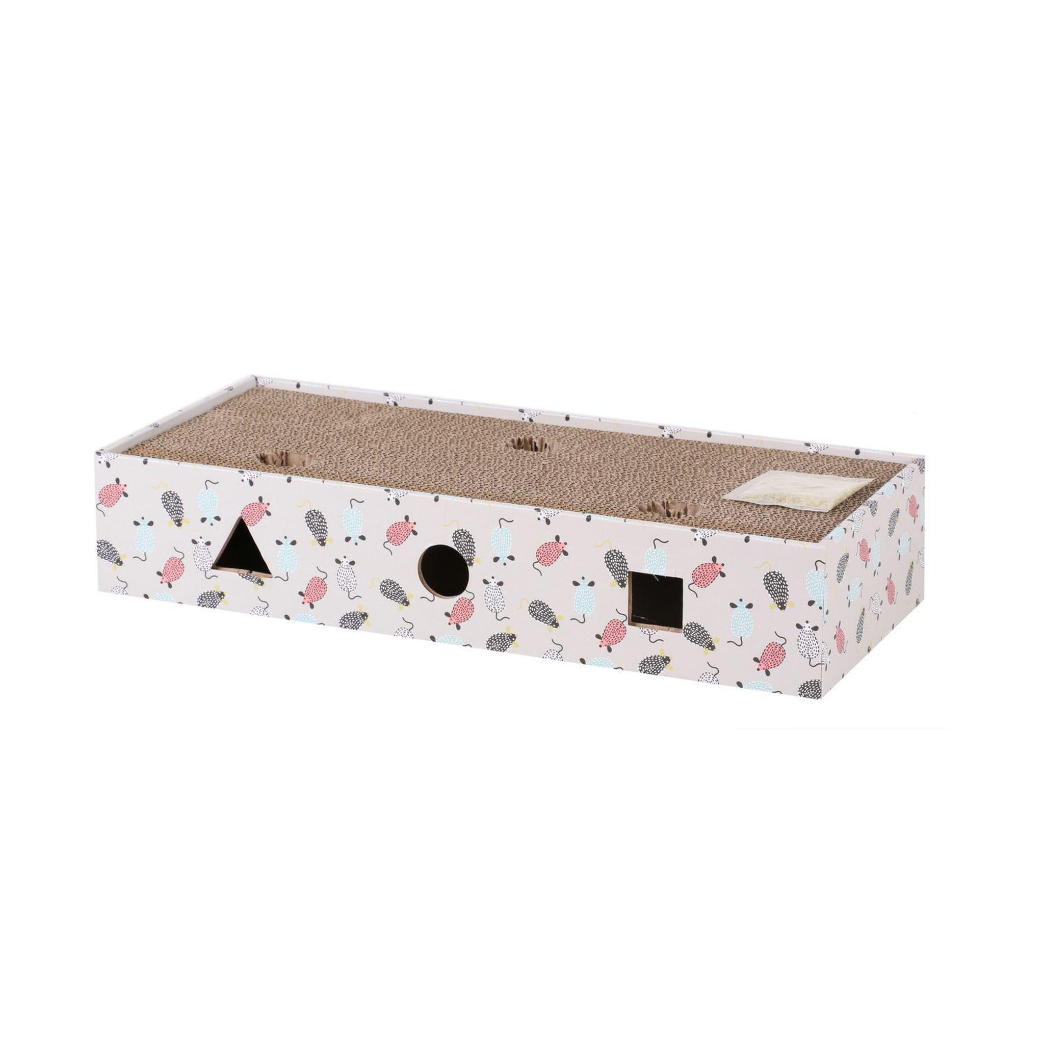 FORNORD Griffoir à chat avec clochettes et herbe à chat cookie - blanc