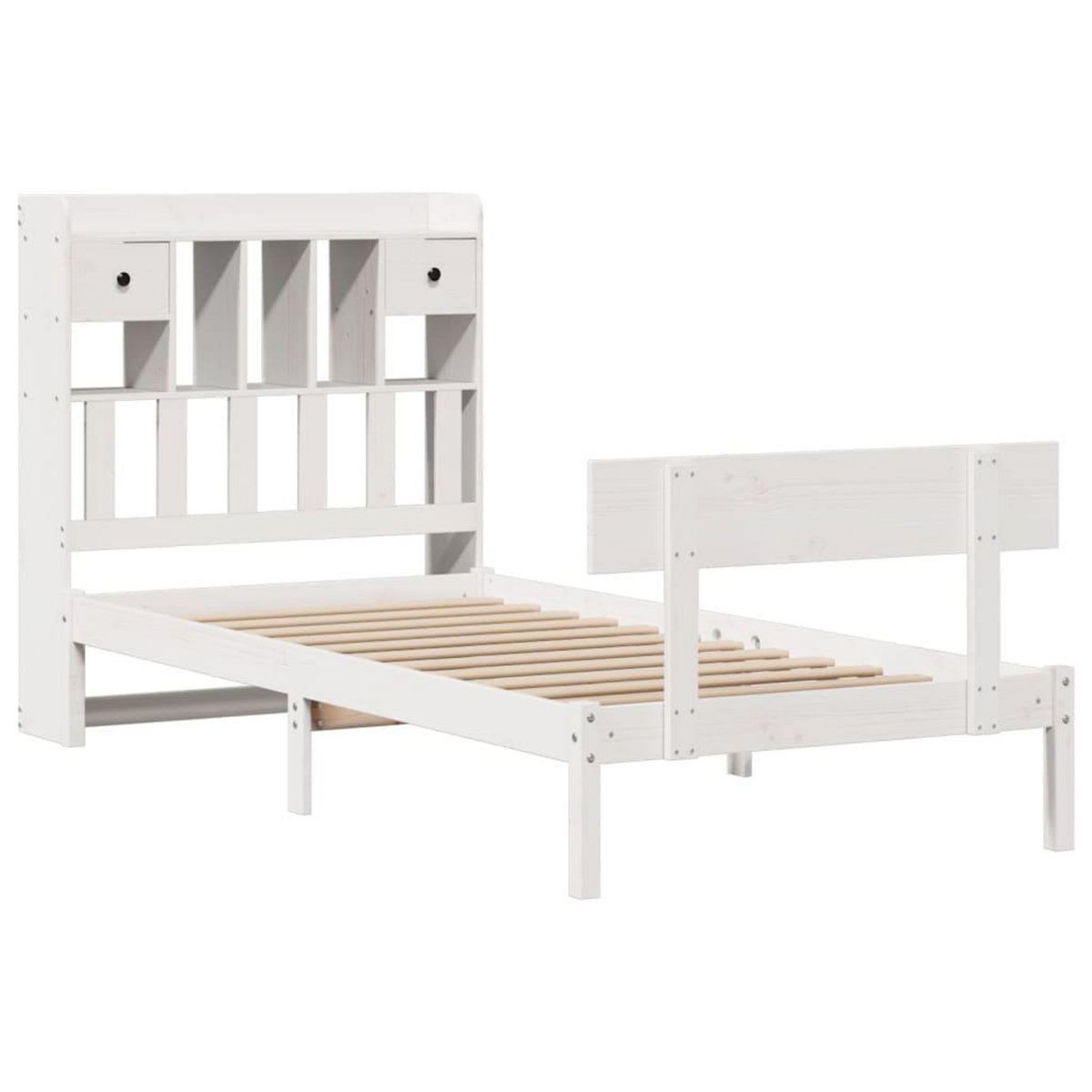 VIDAXL Lit bibliotheque sans matelas blanc 75x190cm bois de pin massif