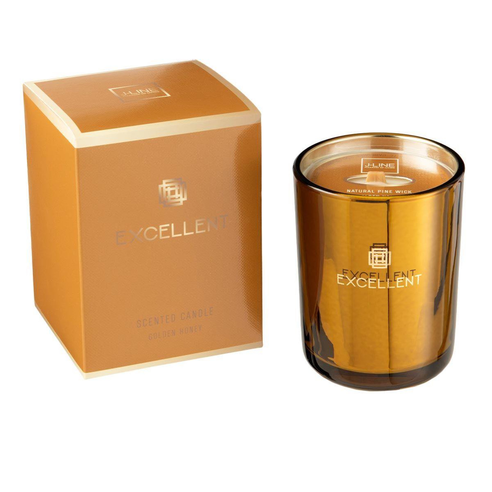 J-LINE Bougie parfumée  excellent  12cm golden honey ocre