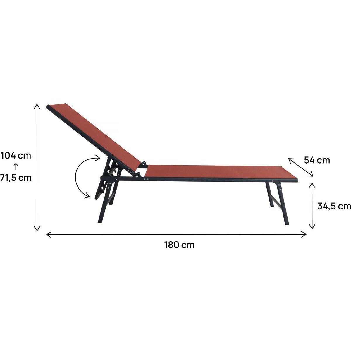 Habitat et Jardin Lot de 2 bains de soleil en métal  Sublima  - 180 x 54 x 104 cm - Terracotta