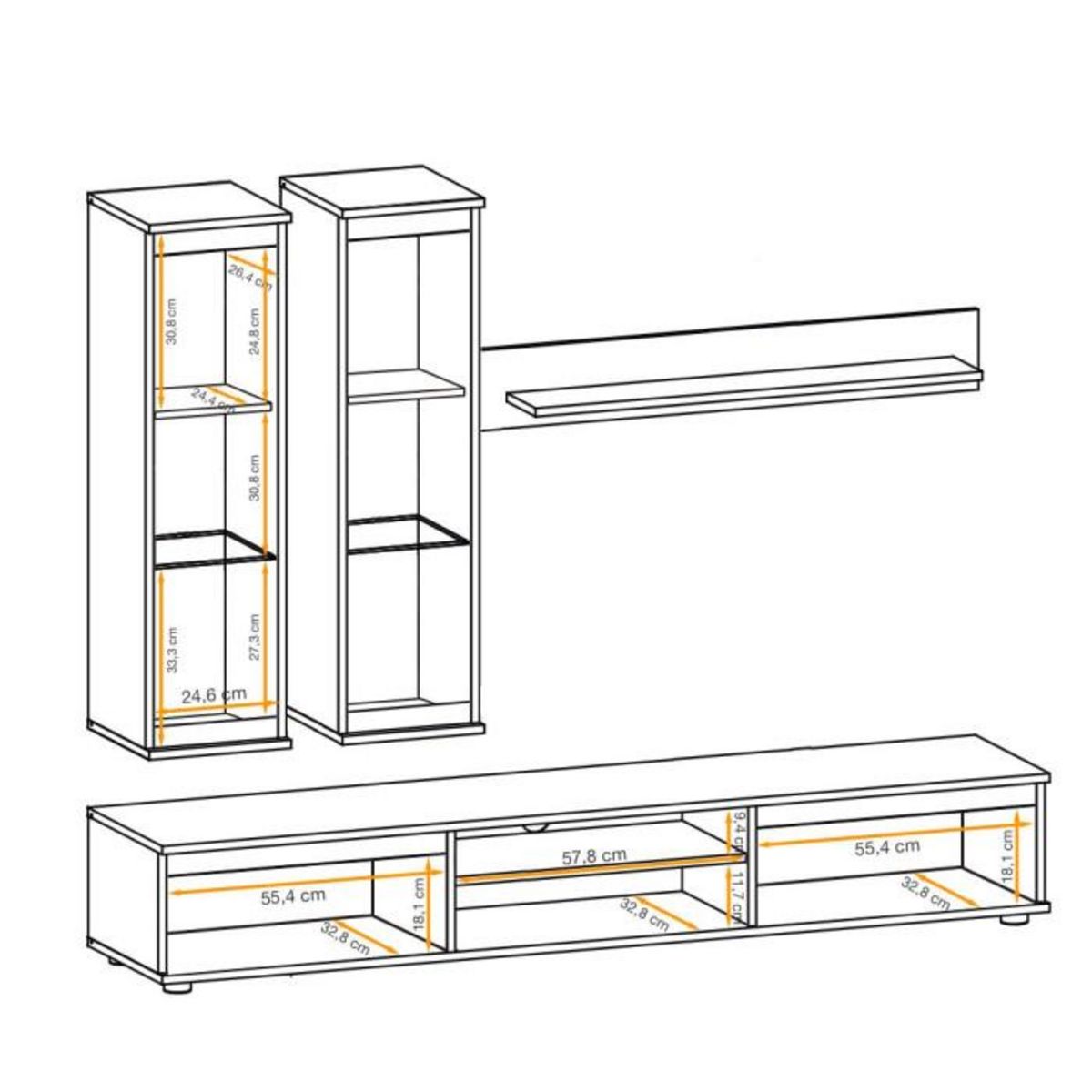 Paris Prix Ensemble Meuble TV  Modo  175cm Anthracite & Naturel