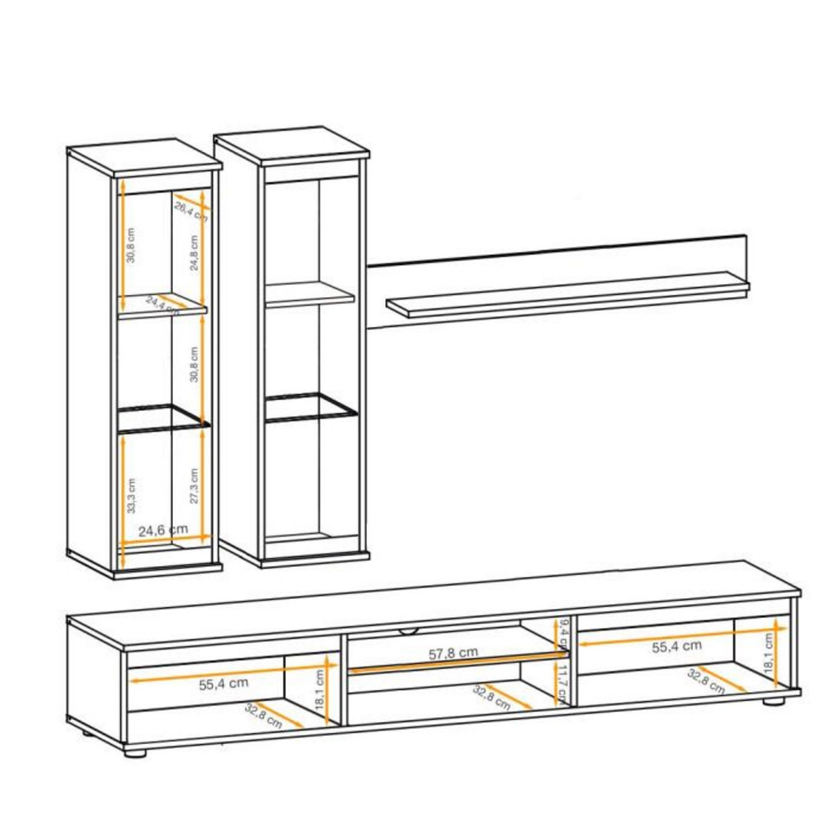 Paris Prix Ensemble Meuble TV  Modo  175cm Anthracite & Naturel