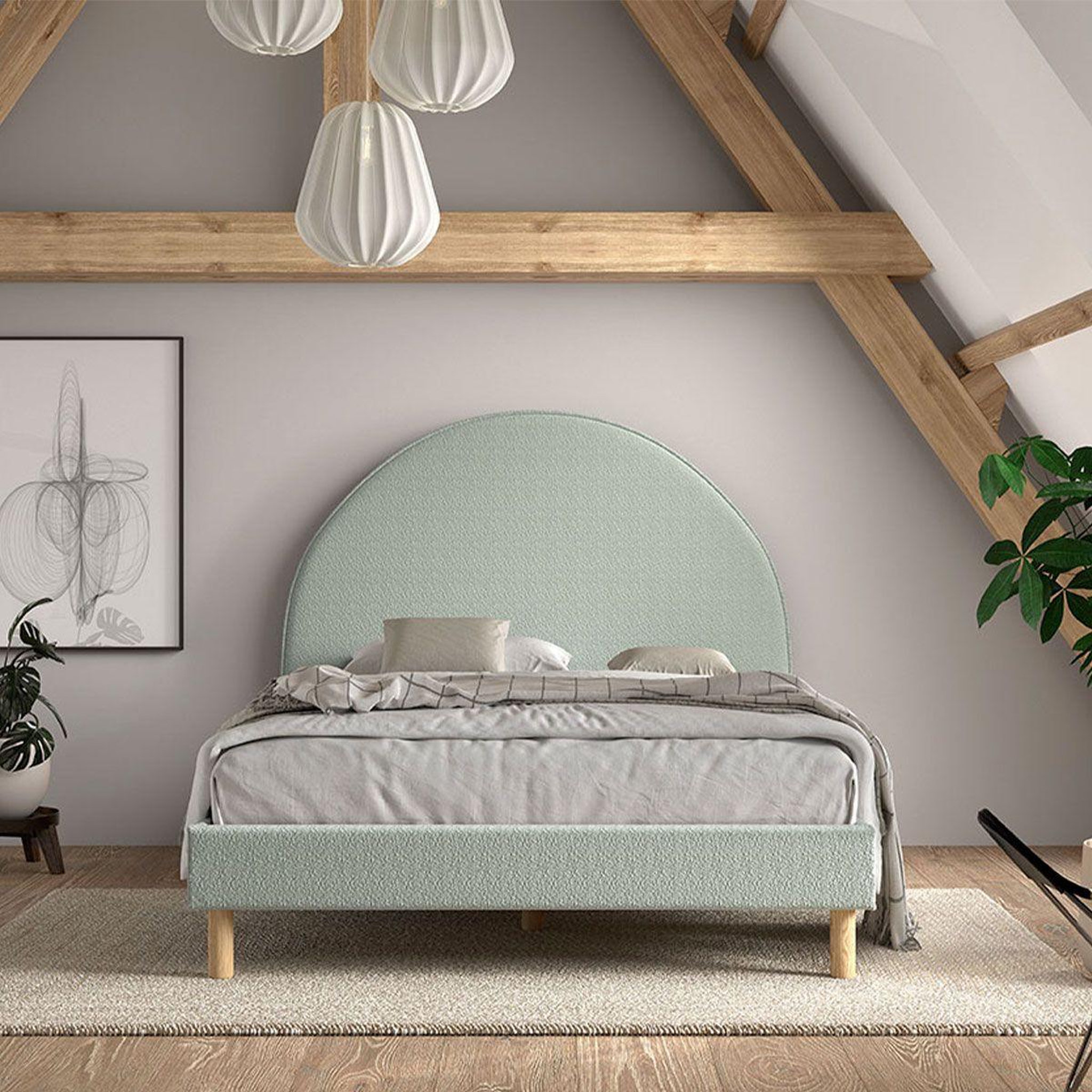 Voir la diapositive 5 : Paris Prix Lit adulte bouclé  moon  140x200cm vert