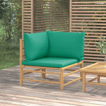 VIDAXL Canape d'angle de jardin avec coussins vert bambou
