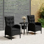 Voir la diapositive 1 : VIDAXL Ensemble de bistro de jardin 3 pcs Resine tressee Noir