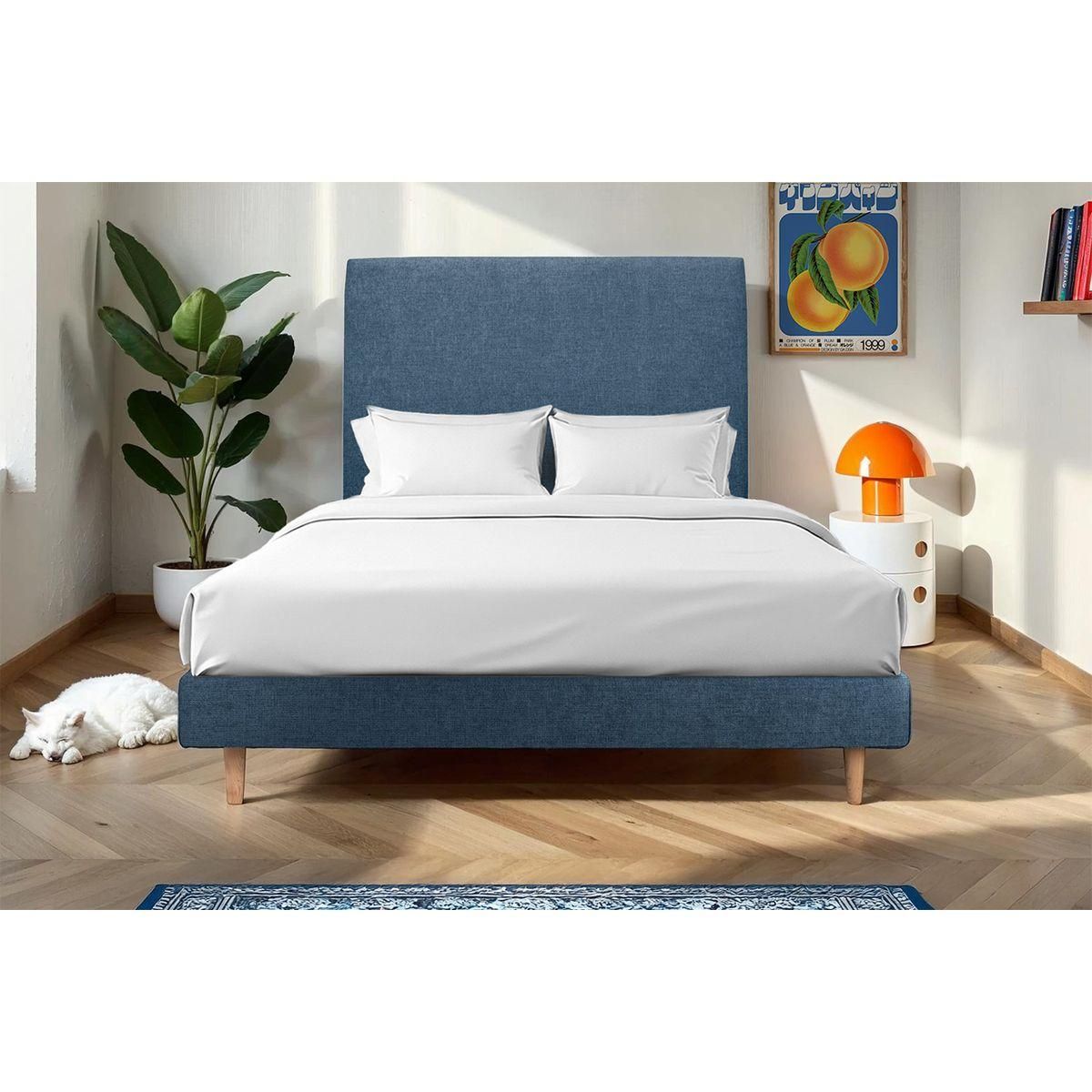 Sommeil de Plomb Lit avec tête de lit tapissier tissu et sommier kit - Hauteur totale : 29cm