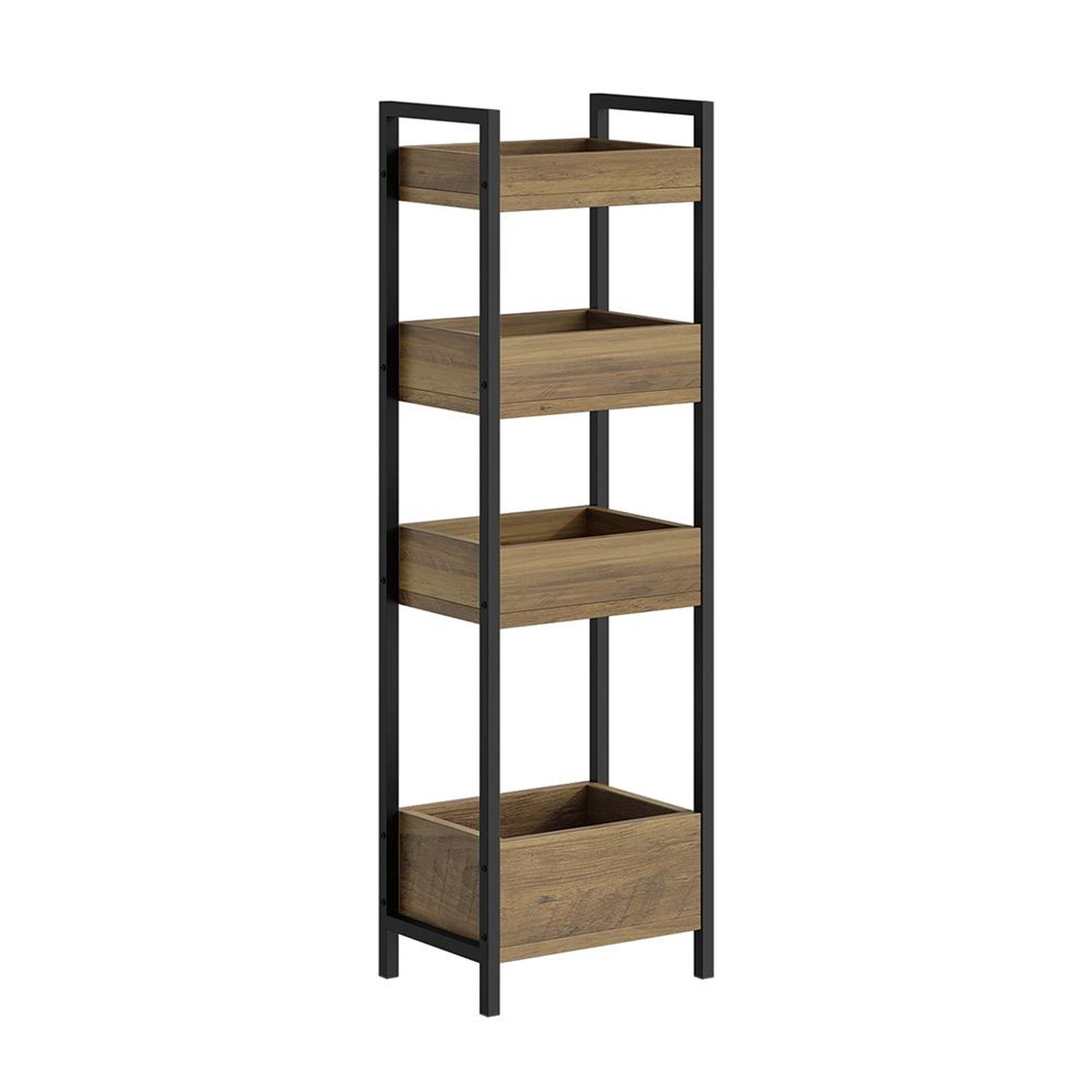 SOBUY Étagère Murale Marron 4 Niveaux 28x20x90cm FRG226-H-F