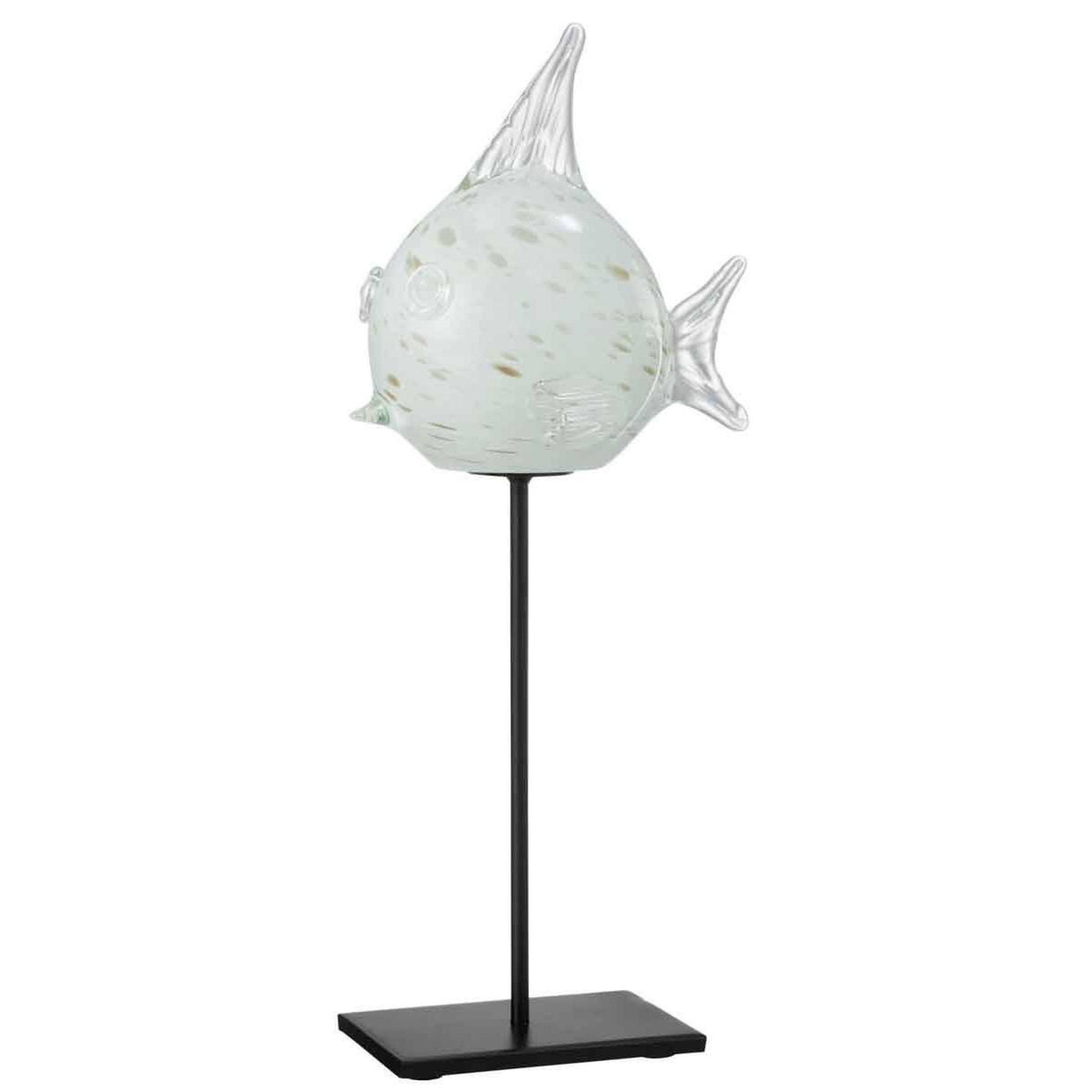 J-LINE Statuette Déco  Poisson sur Pied  37cm Blanc & Or