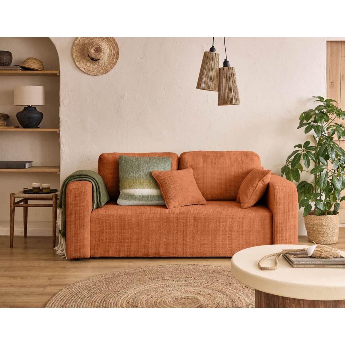 BEST MOBILIER Miro - canapé droit 2 places - en velours texturé