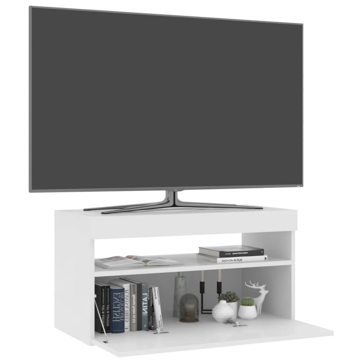 VIDAXL Meuble TV avec lumieres LED Blanc brillant 75x35x40 cm