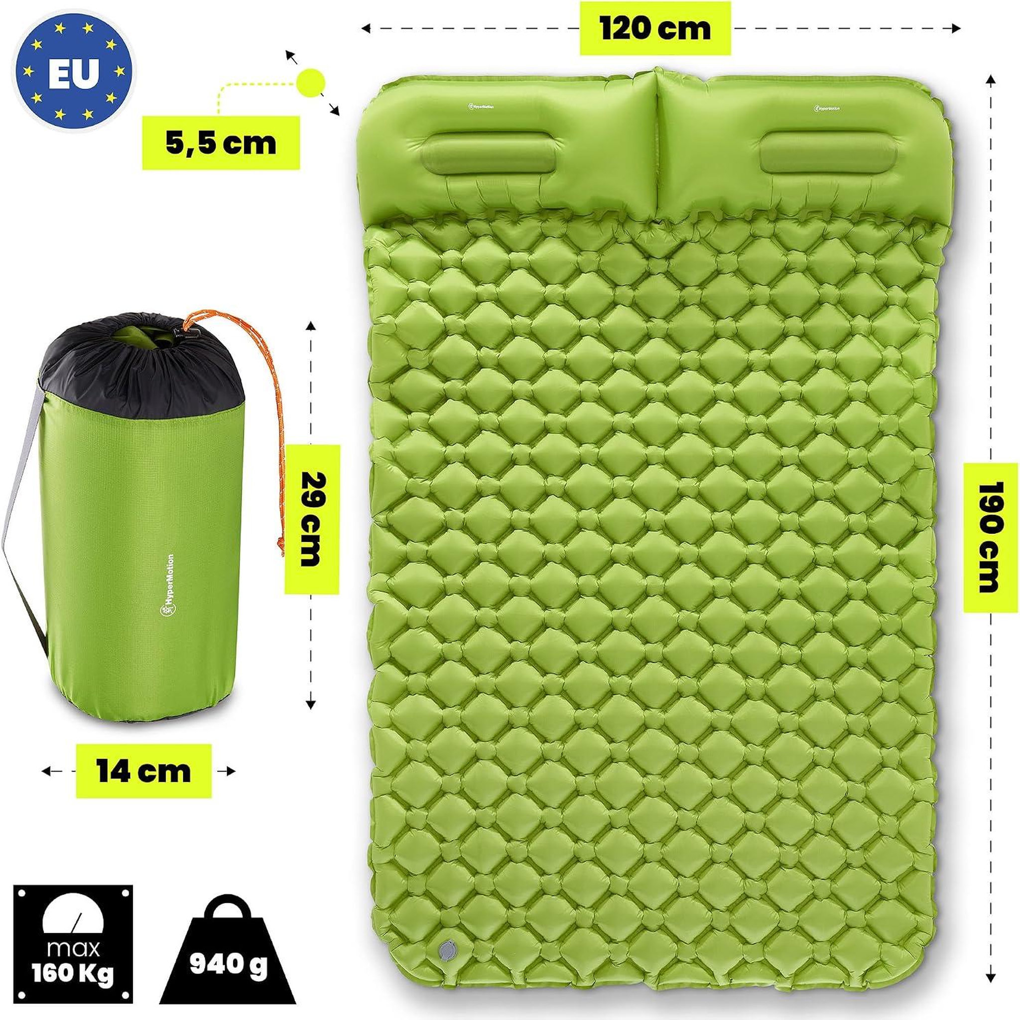 Voir la diapositive 3 : HYPERMOTION Matelas Gonflable 2 Places Camping, HyperMotion avec Oreillers Intégrés