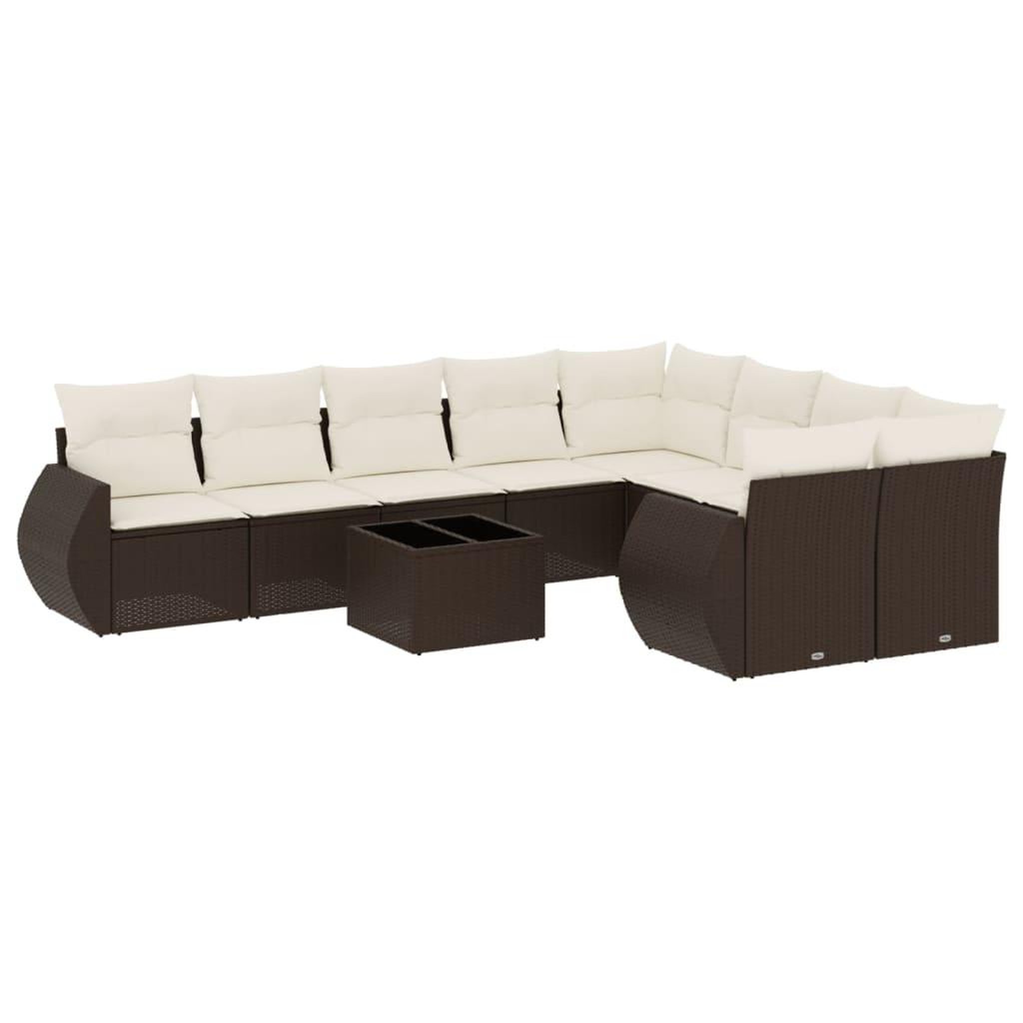 Voir la diapositive 2 : VIDAXL Salon de jardin 10 pcs avec coussins marron resine tressee