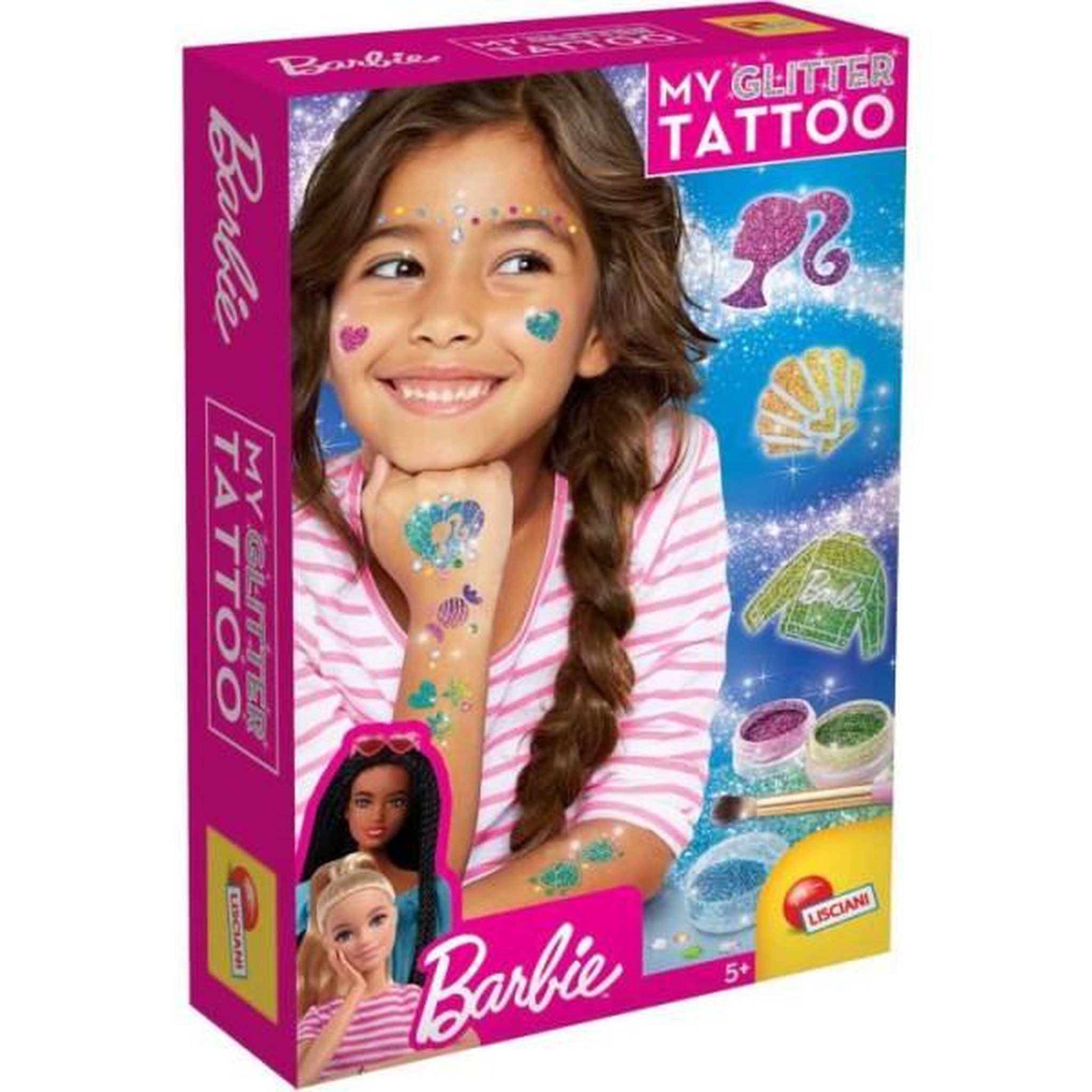 LISCIANI GIOCHI Tatouages barbie - lisciani - barbie - glitter tattoo - tatouages pailletés - matériel sûr et testé