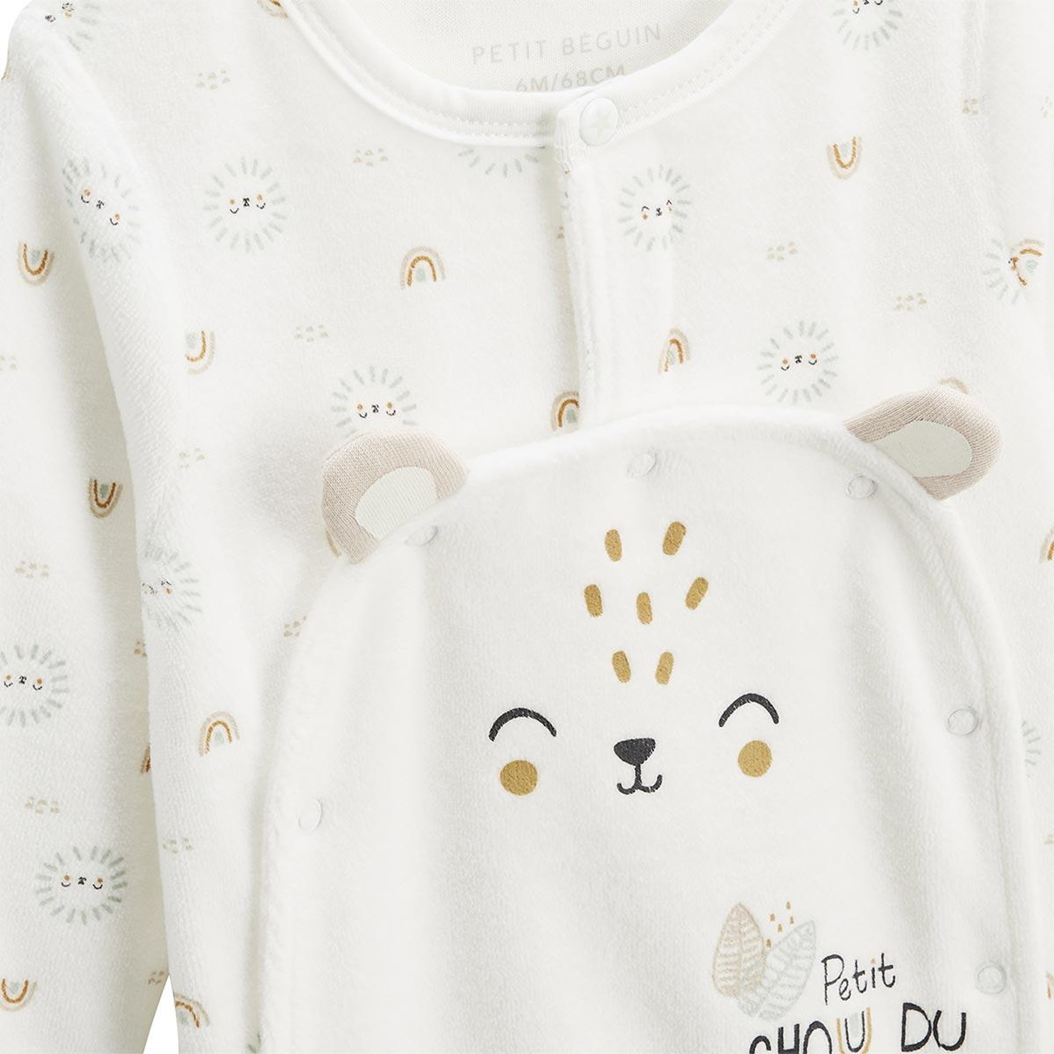 Voir la diapositive 3 : Petit Béguin Pyjama bébé en velours ouverture pont Mon Petit Chou du Pérou