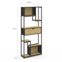 Voir la diapositive 5 : ID MARKET Etagère bibliothèque 6 niveaux asymétrique DETROIT avec tiroir design industriel 161 cm
