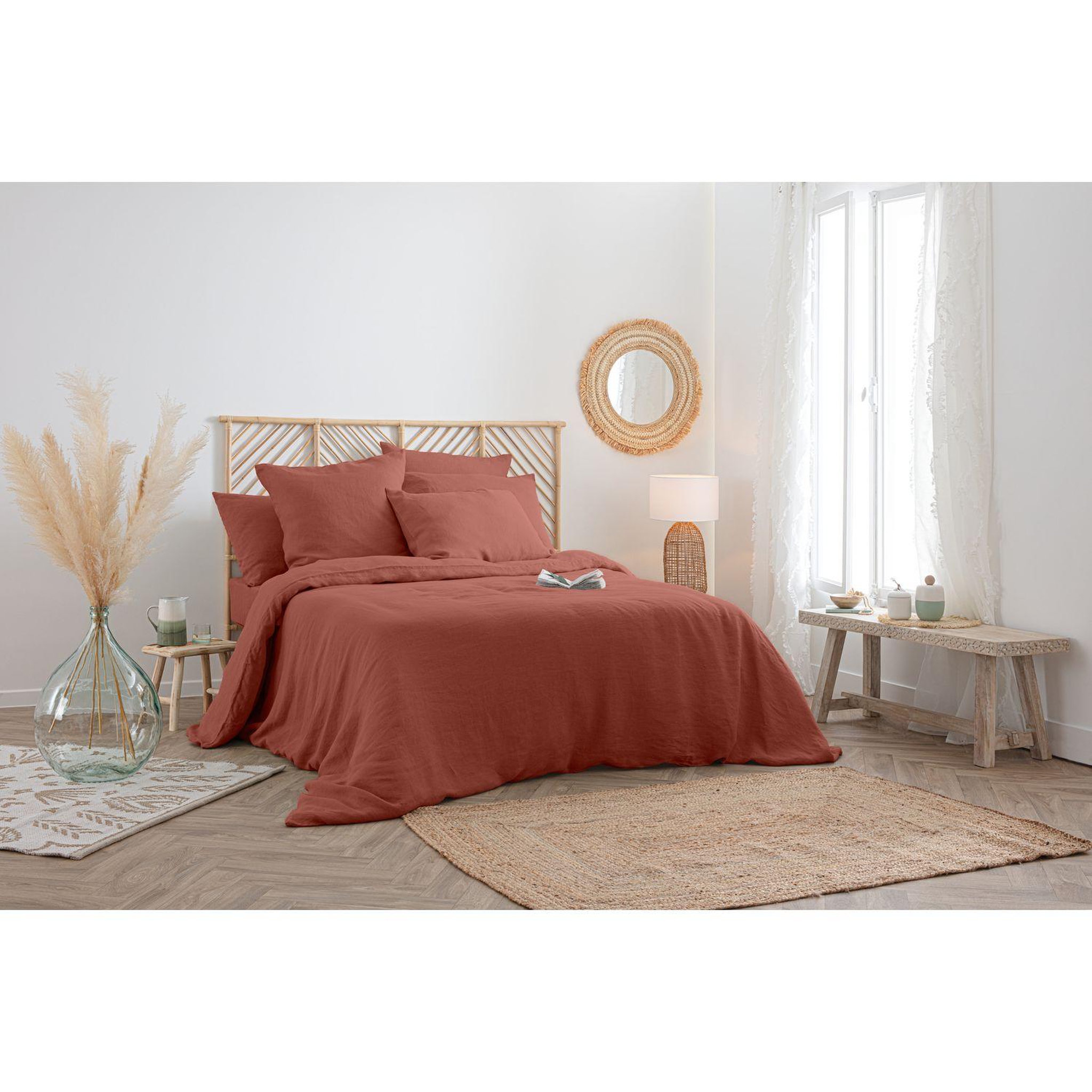 Voir la diapositive 5 : ATMOSPHERA Drap housse bonnet 30 cm 100% lin tropiques