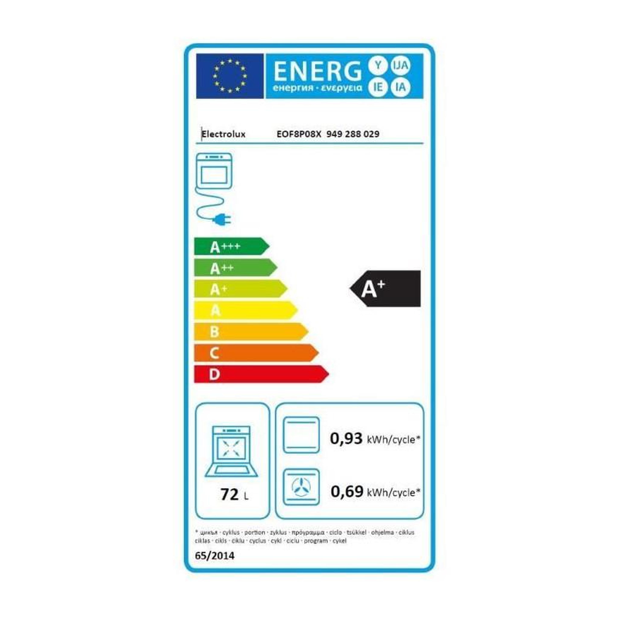 Voir la diapositive 4 : ELECTROLUX Four encastrable – Pyrolyse – Chaleur tournante pulsée – Inox – Porte froide – Electrolux EOF8P08X