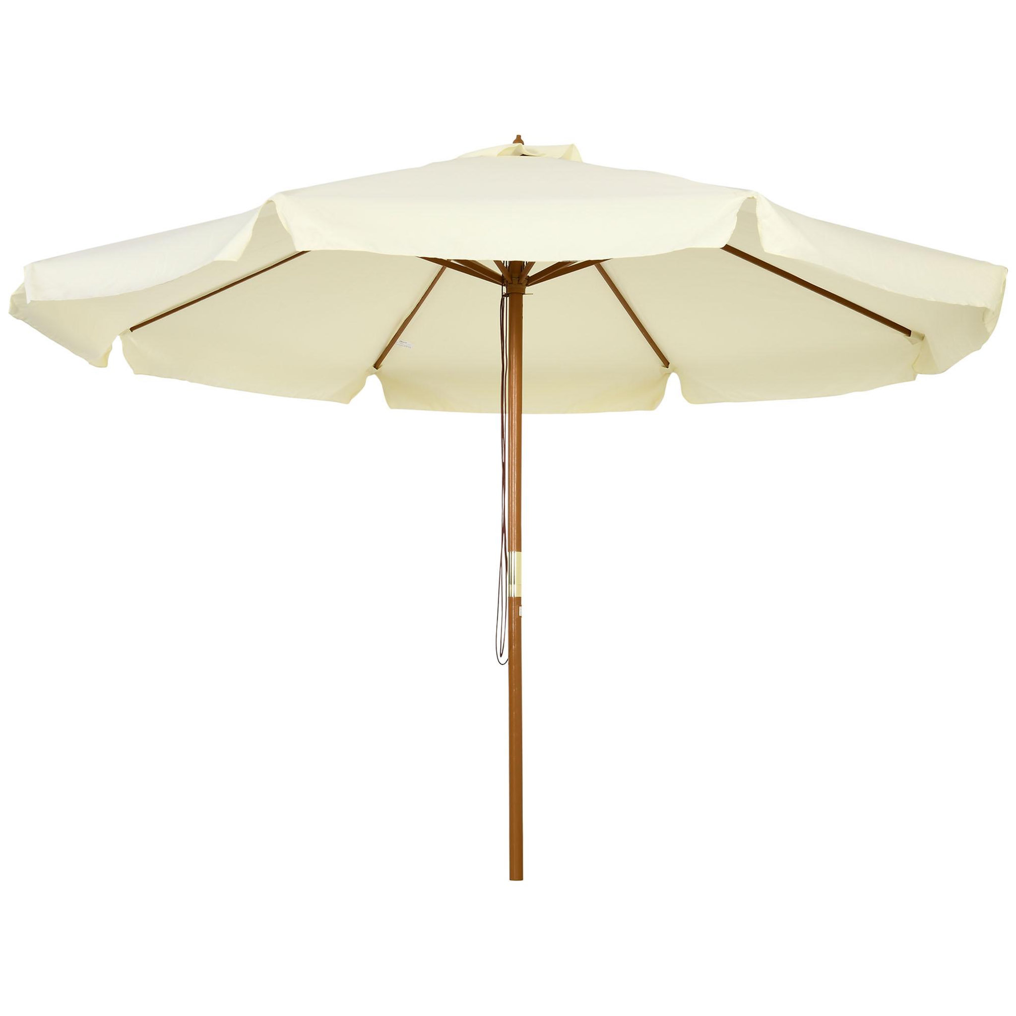 Voir la diapositive 1 : OUTSUNNY Parasol droit rond grande taille de jardin Ø 3,25 x 2,5H m bois de bambou polyester beige