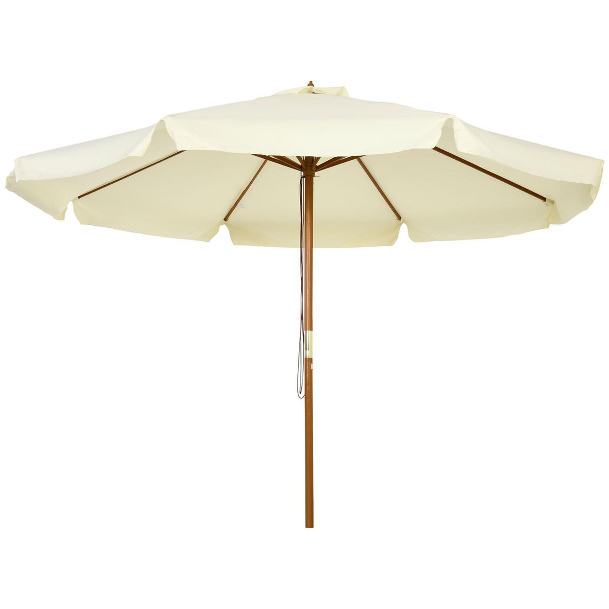 OUTSUNNY Parasol droit rond grande taille de jardin Ø 3,25 x 2,5H m bois de bambou polyester beige