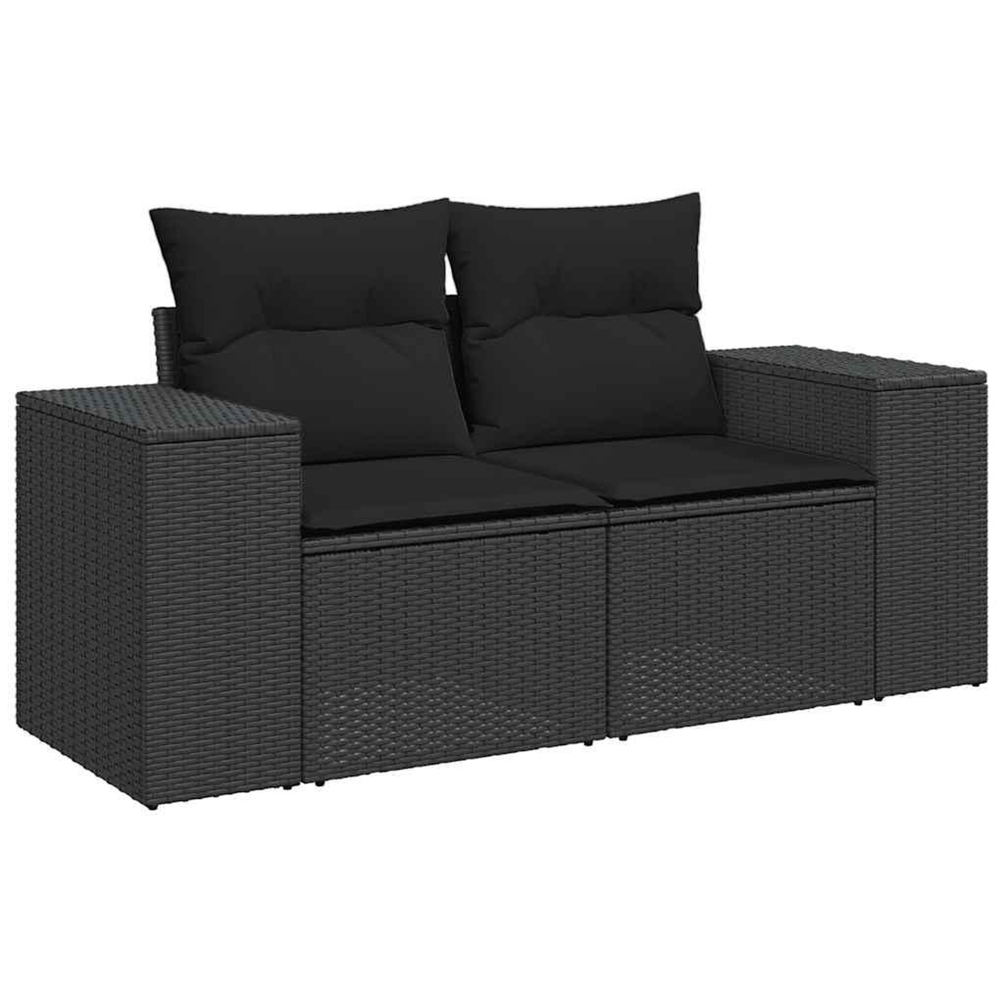 Voir la diapositive 4 : VIDAXL Salon de jardin 5 pcs avec coussins noir resine tressee
