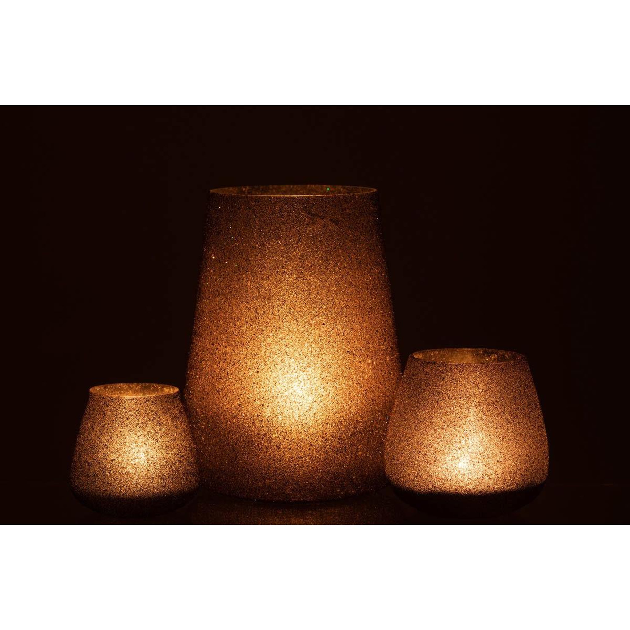 Voir la diapositive 6 : J-LINE Photophore à Paillettes en Verre  Lorie  23cm Mauve