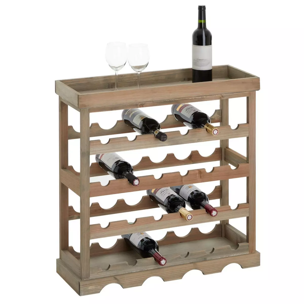 IDIMEX Etagère porte-bouteilles VINO casier à vin en bois pour 24 bouteilles avec tablette supérieure, en sapin à la finition naturelle
