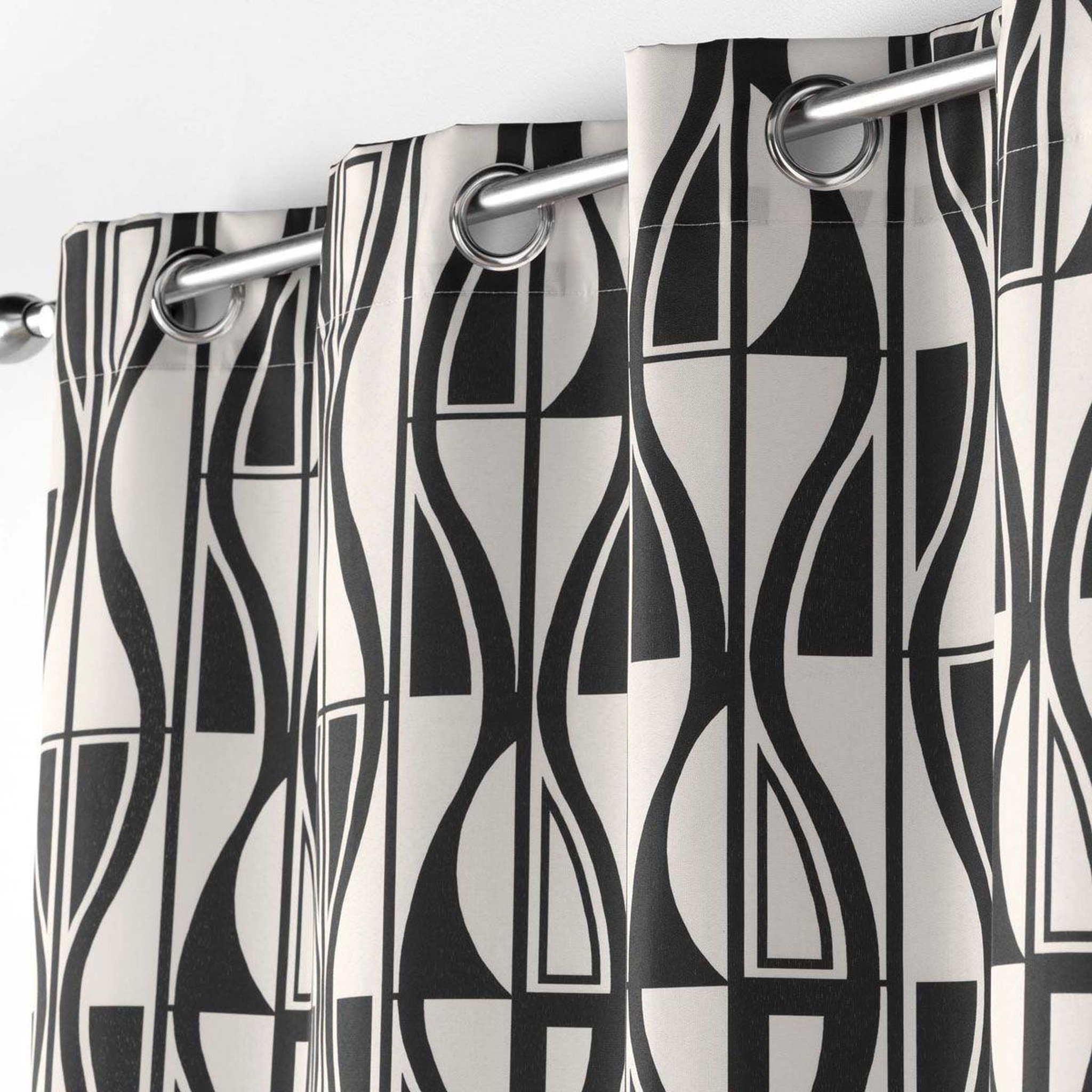 Voir la diapositive 2 : Douceur d'Intérieur Rideau à œillets  ikaris  140x260cm noir & blanc