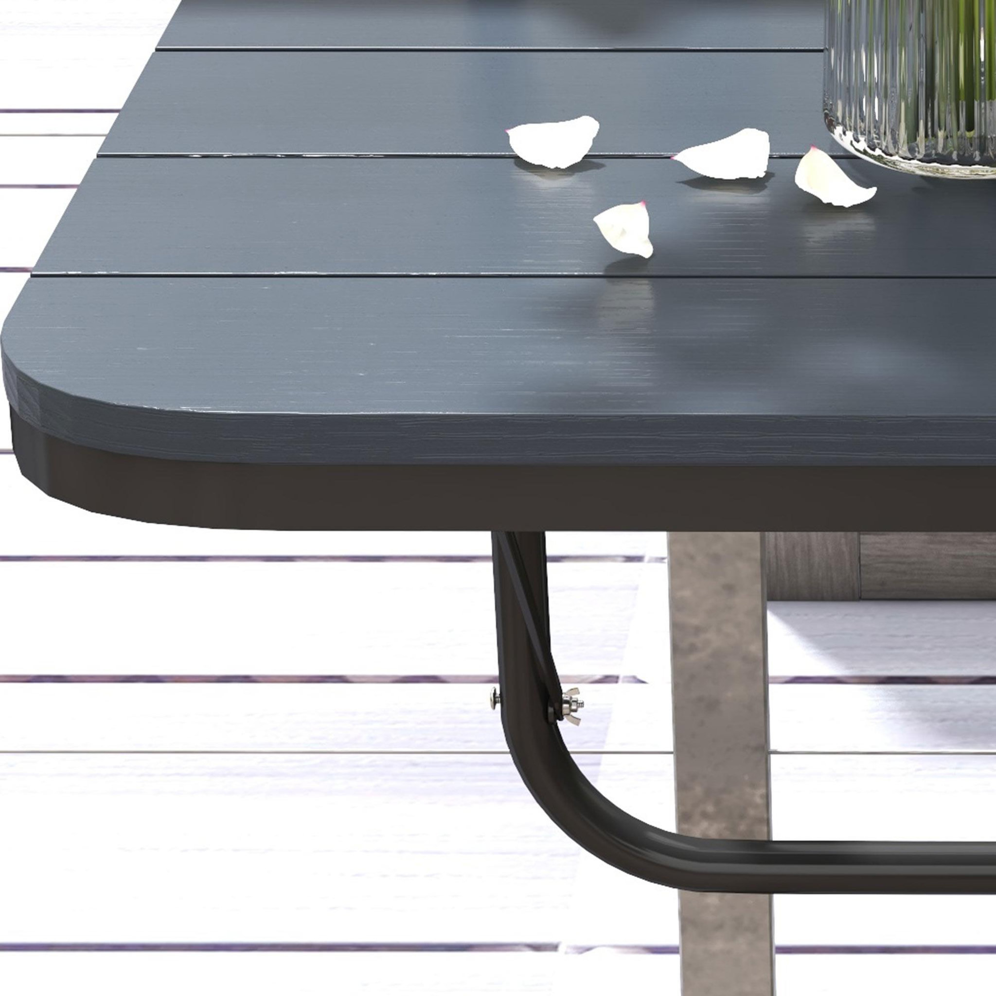 Voir la diapositive 6 : OUTSUNNY Table suspendue de balcon pliable dim. plateau 60L x 40l cm hauteur réglable 55-64H cm alu plastique noir