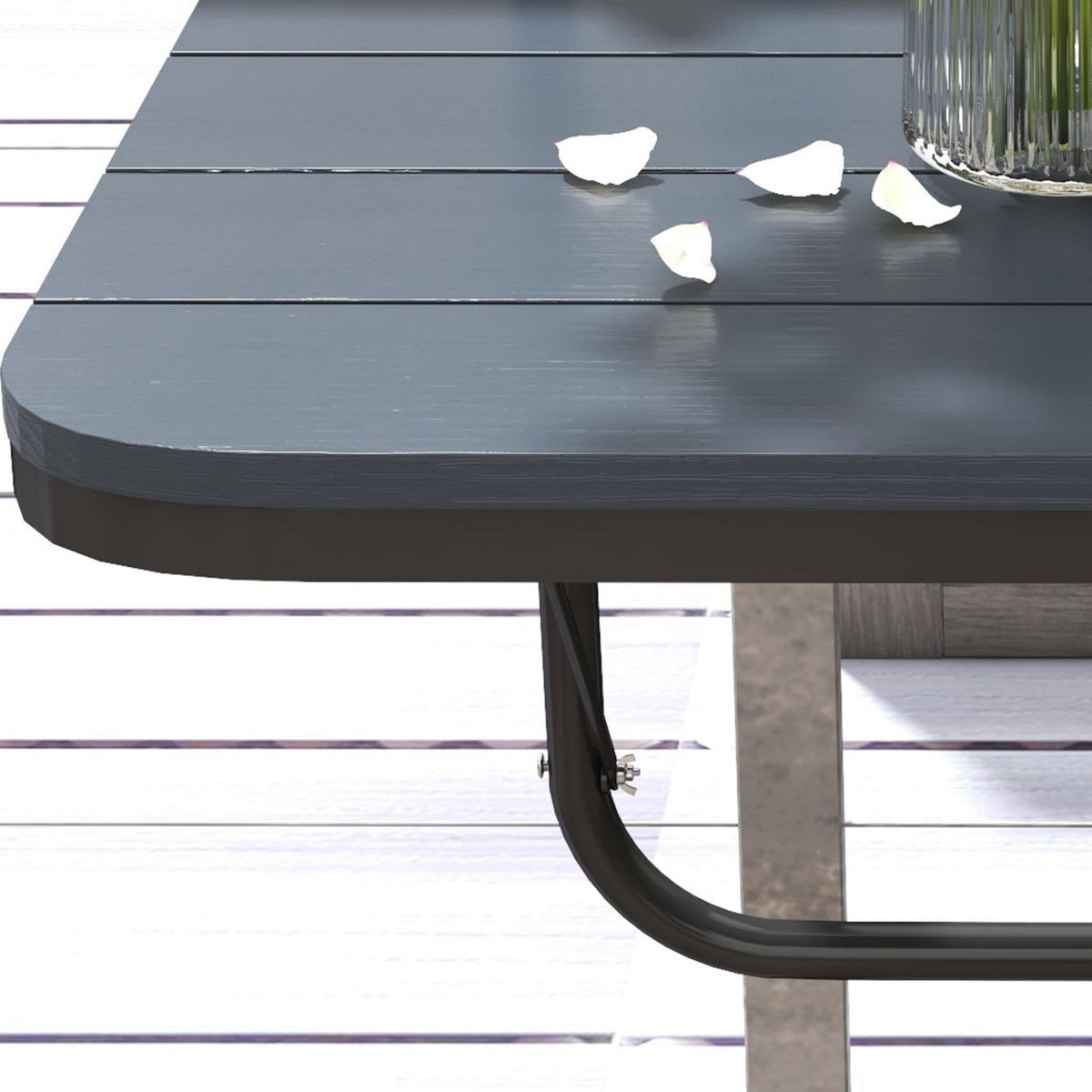 OUTSUNNY Table suspendue de balcon pliable dim. plateau 60L x 40l cm hauteur réglable 55-64H cm alu plastique noir