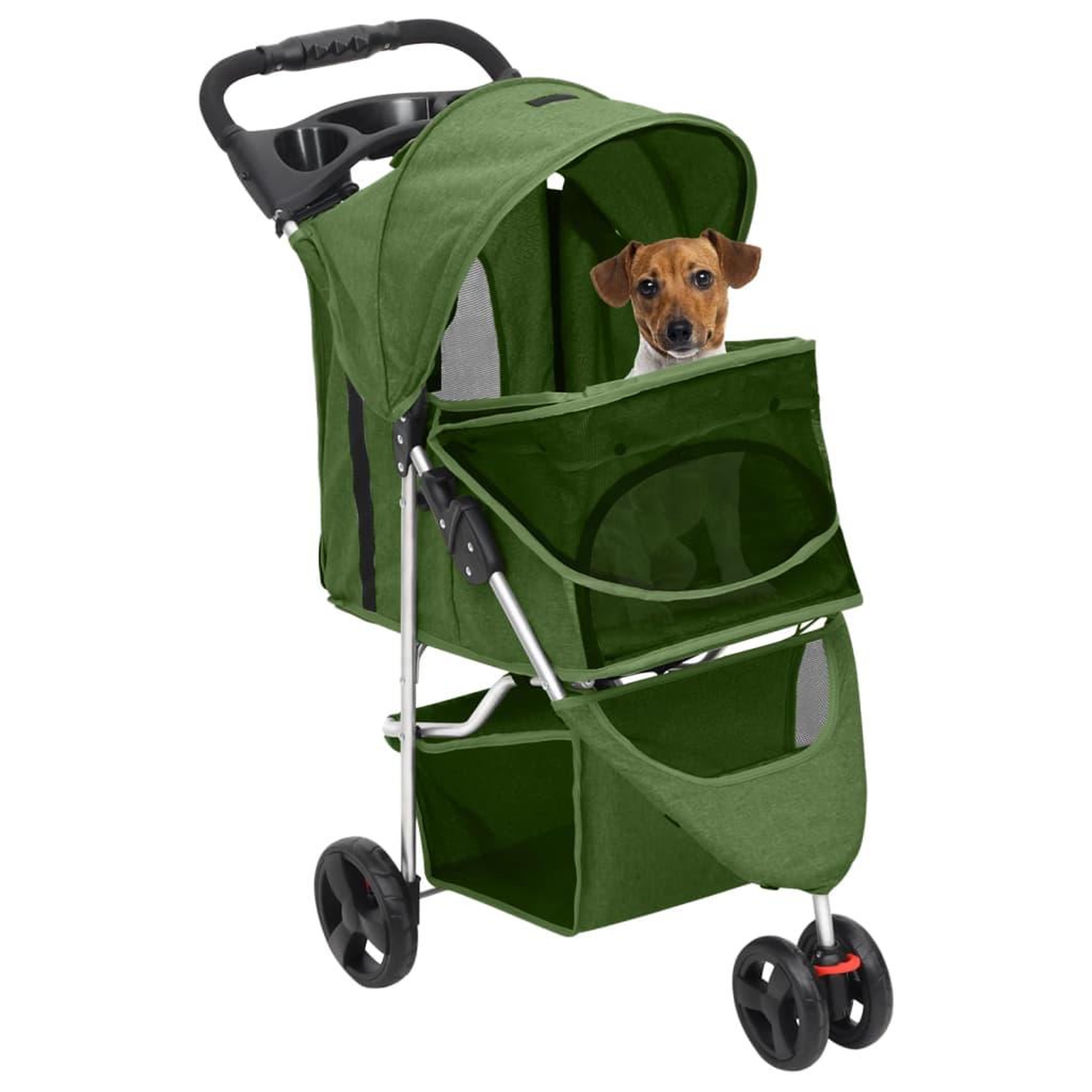Voir la diapositive 2 : VIDAXL Poussette pour chien pliante Vert 80x46x98 cm Tissu Oxford