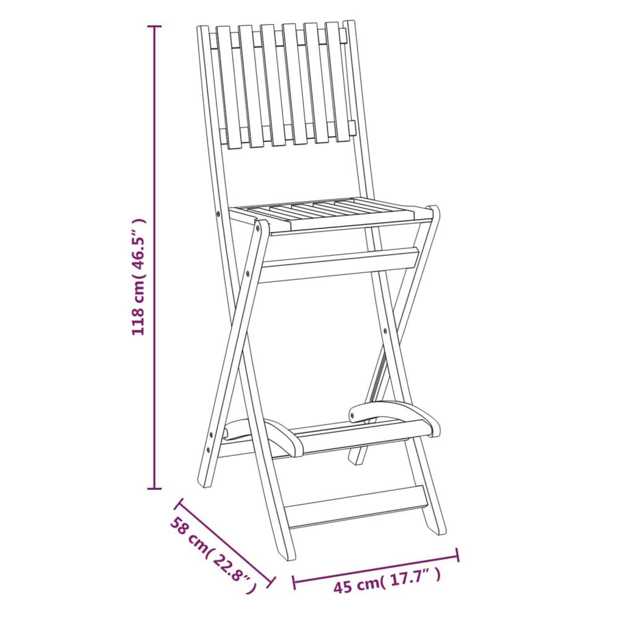 Voir la diapositive 6 : VIDAXL Tabourets de bar d'exterieur pliants lot de 2 bois d'acacia