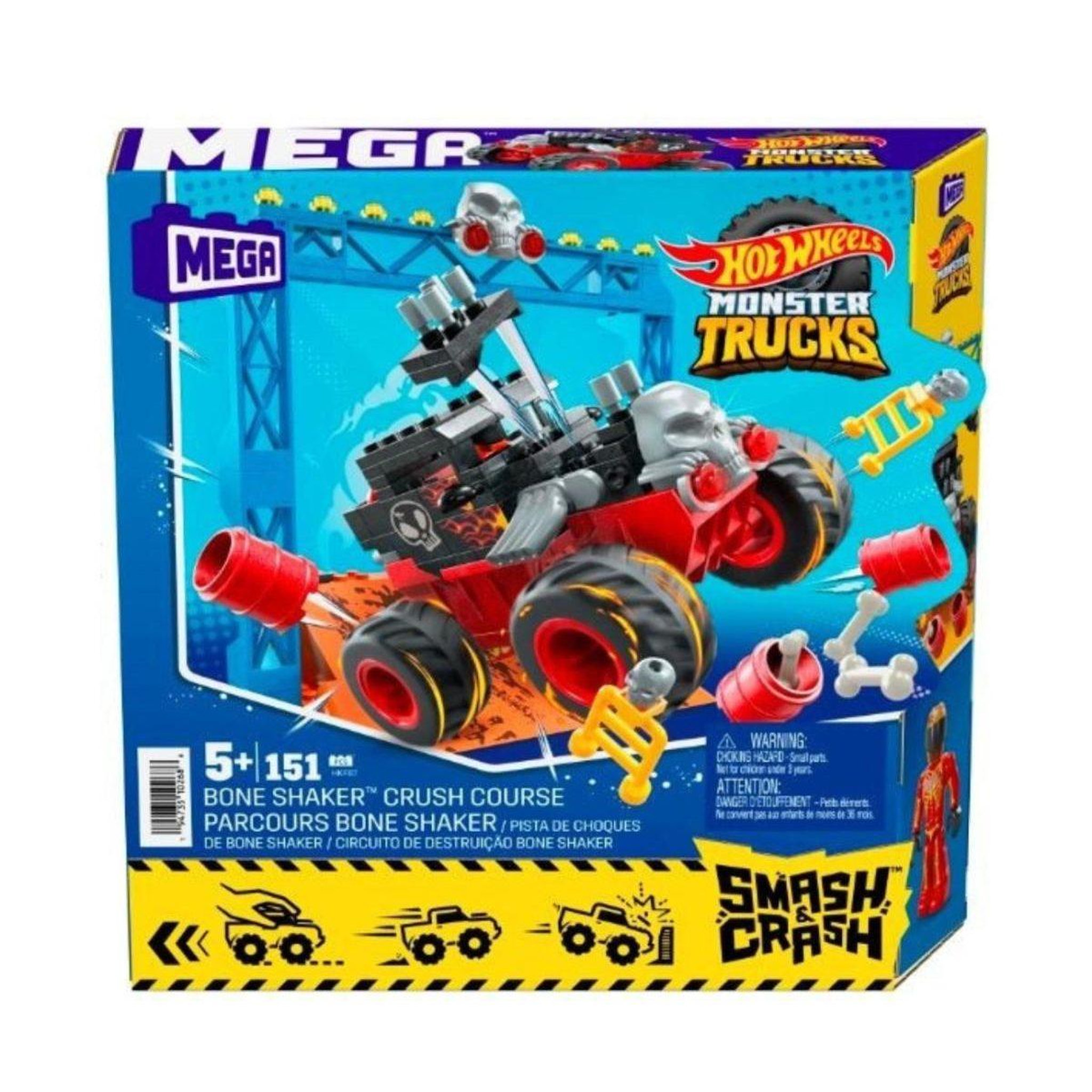 MATTEL Briques mega bloks hot wheels hkf87 monster trucks - bone shaker 151 pièces